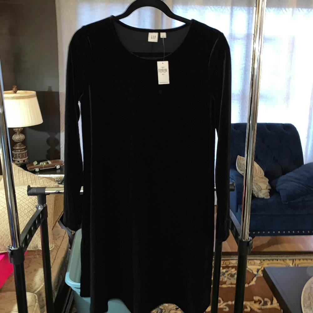 Gap black velvet Swing Dress